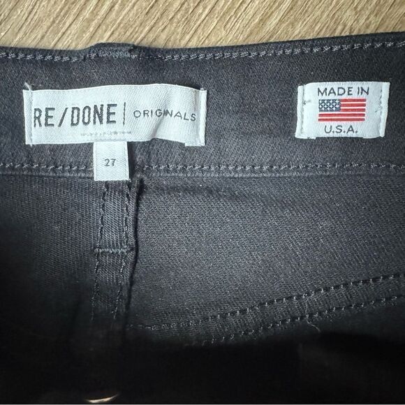 Re/Done | High Rise‎ Crop Button Fly Black Jeans - Picture 4 of 13
